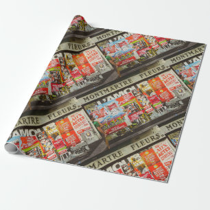 Papier Cadeau France Paris Cityscape Montmartre Fleurs