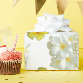 Papier Cadeau Frangipani jaune et blanc Papier d'enveloppement d