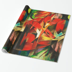 Papier Cadeau Franz Marc Les Renards Red Fox peinture d'art Vint