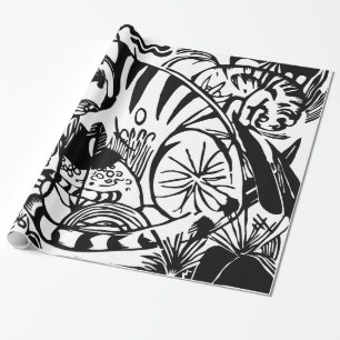 Papier Cadeau Franz Marc - Tigre noir et blanc - Art Abstrait