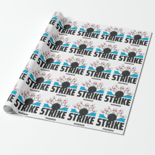 Papier Cadeau Frappe Bowling Nom Personnalisé