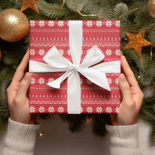 Papier Cadeau Frappe motif rouge et blanc Noël