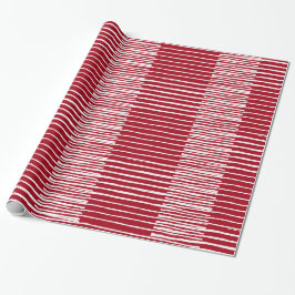 Papier Cadeau Frappes peintes à la main, Plaid, Noël rouge et bl