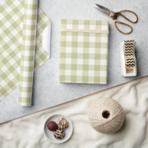 French Country Meadow En vichy - sauge vert plaid.