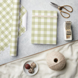 Papier Cadeau French Country Meadow En vichy - sauge vert plaid.