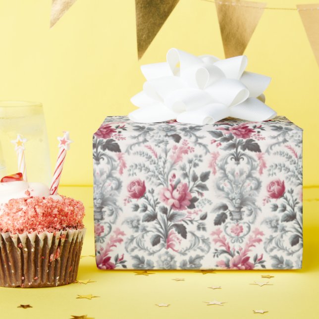 Papier Cadeau French Country Toile Fleurie Design Rose (Fête d'anniversaire)