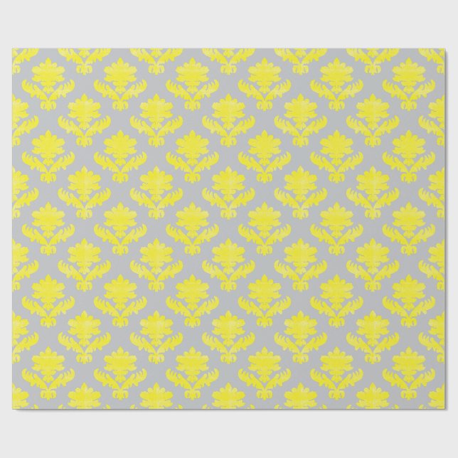 Papier Cadeau French Tapestry Bright Yellow and Gray (Plat)
