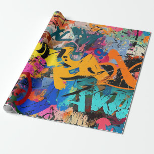 Papier Cadeau Fresque de rue expressive dans des couleurs urbain
