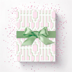 Papier Cadeau Fretwork Chippendale rose et vert