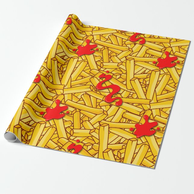 Papier Cadeau Fries et Ketchup Funny (Déroulé)