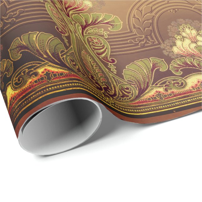 Papier Cadeau frise florale victorienne élégante fleur Art nouve (Coin rond)