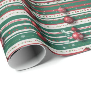 Papier Cadeau Frissons de Noël Avec Ornements & Doodles de Fêtes