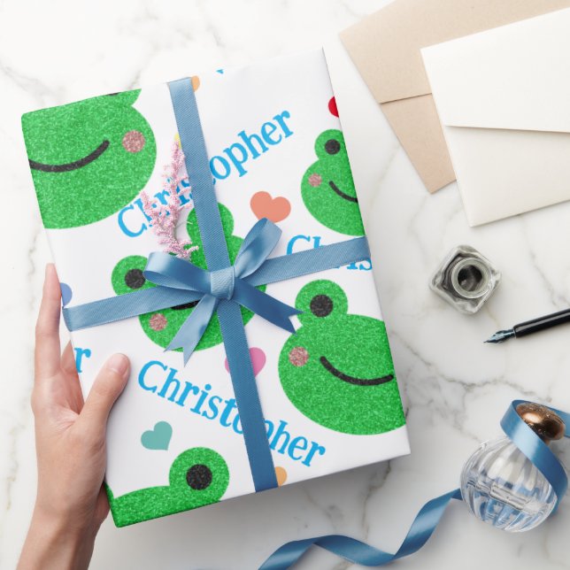 Papier Cadeau Frog & Coeur Motif Funny Life (Cadeaux)