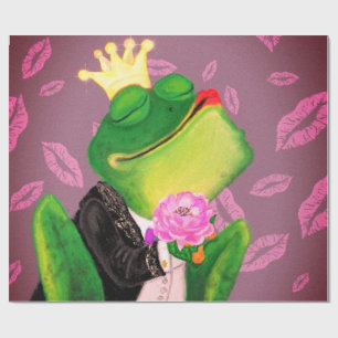 Papier Cadeau Frog Prince Enveloppement Papier Baiser Drôle Roma
