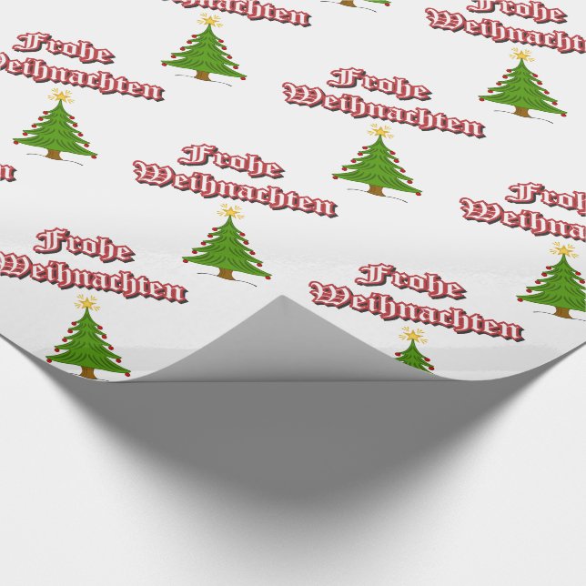 Papier Cadeau Frohe Weihnachten avec arbres (Coin)