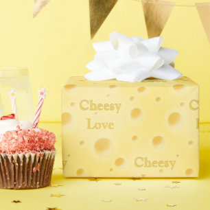 Papier Cadeau Fromage "Cheesy Love" Adorable Fromage Suisse Pers