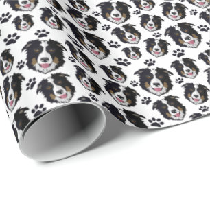 Papier Cadeau Frontale écossaise frisonnante Collie Mouton Chie