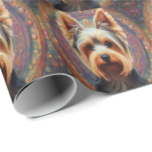 Papier Cadeau Frontière colorée du Yorkshire Terrier chien réali
