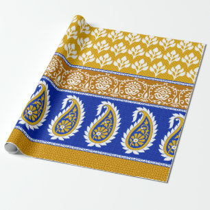 Papier Cadeau Frontière traditionnelle indienne paisley