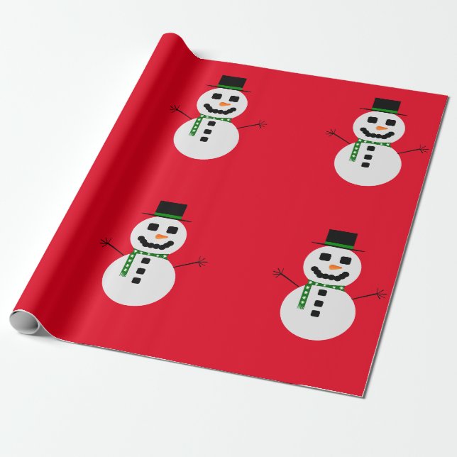 Papier Cadeau Frosty le papier d'enveloppement rouge Snowman (Déroulé)