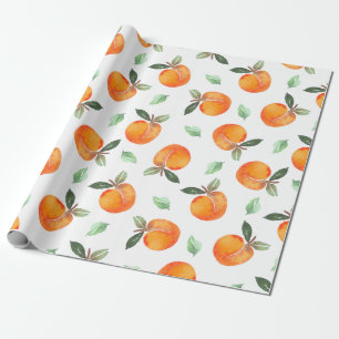 Papier Cadeau Fruit de Pêche Aquarelle