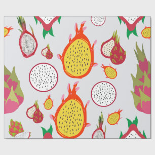 Papier Cadeau Fruit dragon blanc et jaune