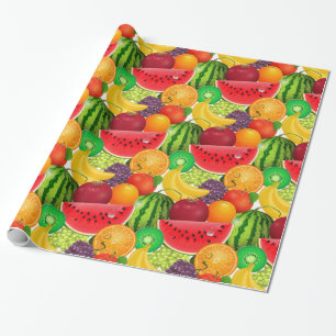 Papier Cadeau Fruit lumineux de bananes de kiwi de pastèques de