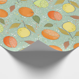 Papier Cadeau Fruit motif aux citrons, oranges