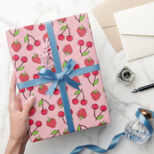 Papier Cadeau Fruits de fraise cerise Motif mignonne Cadeau