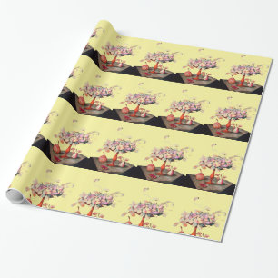 Papier Cadeau FRUITS DE SAISON / JASMINES ET PRUNES Jaune