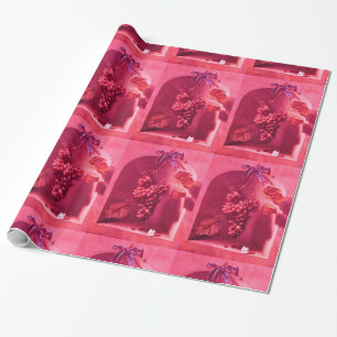 Papier Cadeau FRUITS DE SAISON - PROSPÉRITÉ Fuchsia Rose rouge