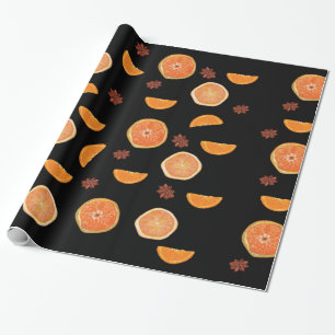 Papier Cadeau Fruits d'orange Tranches et cannelle