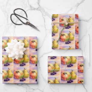 Papier Cadeau Fruits du Verger   Assortiment Pomme
