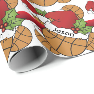 Papier Cadeau Fun Basket-ball Noël   Nom do-it-yourself