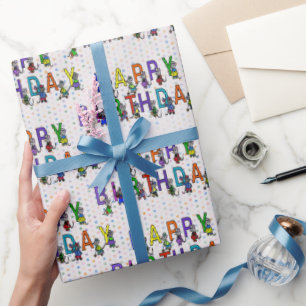 Papier Cadeau Fun Birthday Mice avec Pois