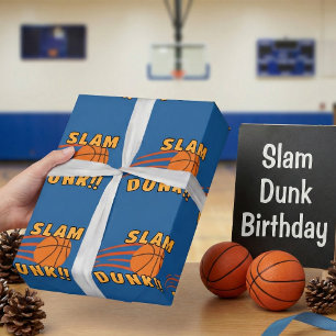 Papier Cadeau Fun Blue Basketball Slam Dunk Anniversaire de enfa