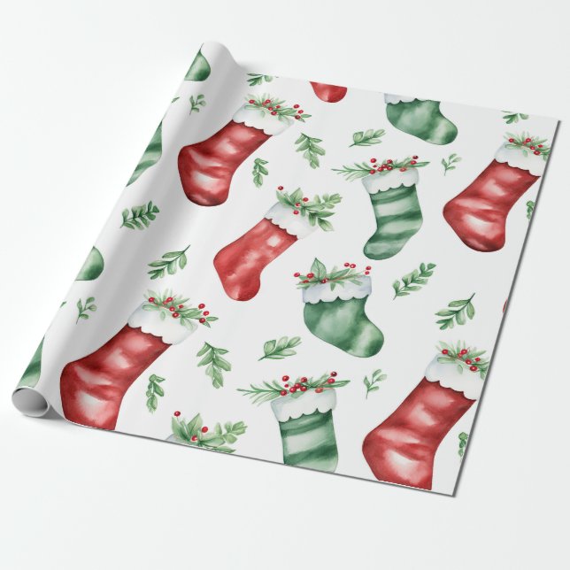 Papier Cadeau Fun Christmas Stocking Papier d'enveloppement! (Déroulé)