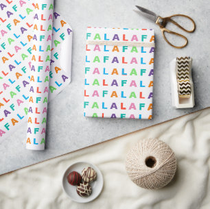 Papier Cadeau Fun coloré FA LA LA Holiday Season Text