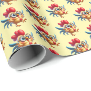 Papier Cadeau Fun Country poulet carrelé