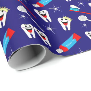Papier Cadeau Fun Dental Clinique Dentiste Dentiste Cartoon Dent