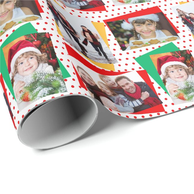 Papier Cadeau Fun Family Photo Noël Papier Modèle (Coin rond)