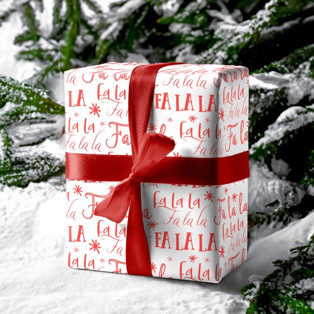 Papier Cadeau Fun Festif Fa La La Typographie Noël (Fun Festive Fa La La Typographic Christmas Holiday Wrapping Paper)