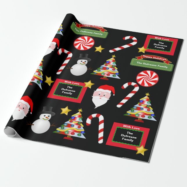 Papier Cadeau Fun Noël de famille personnalisée (Déroulé)