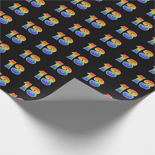 Papier Cadeau Fun Rainbow Spectrum Motif "13" Numéro d'événement