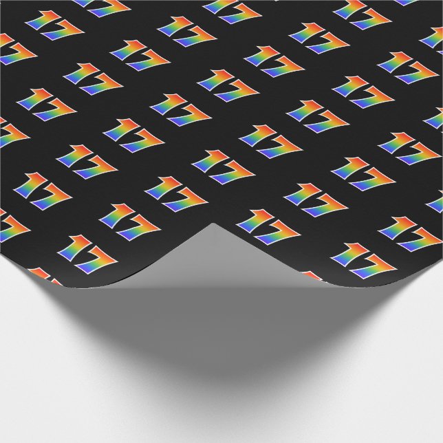 Papier Cadeau Fun Rainbow Spectrum Motif "17" Numéro de l'événem (Coin)