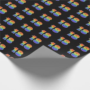 Papier Cadeau Fun Rainbow Spectrum Motif "18" Numéro d'événement