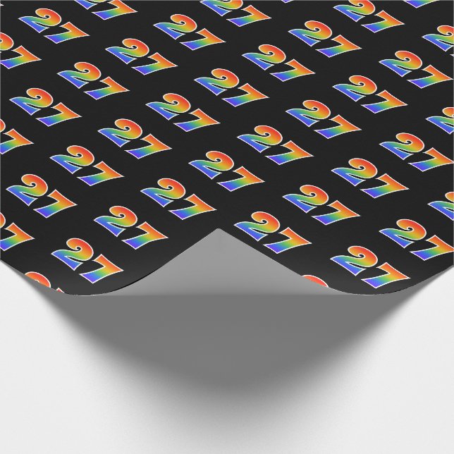 Papier Cadeau Fun Rainbow Spectrum Motif "27" Numéro de l'événem (Coin)