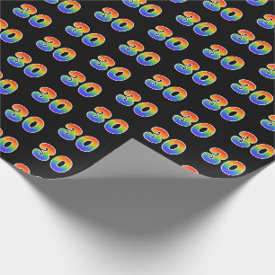 Papier Cadeau Fun Rainbow Spectrum Motif "30" Numéro d'événement