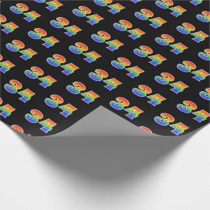 Papier Cadeau Fun Rainbow Spectrum Motif "34" Numéro d'événement