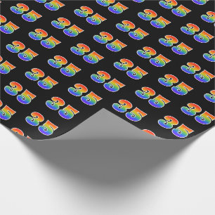 Papier Cadeau Fun Rainbow Spectrum Motif "35" Numéro d'événement